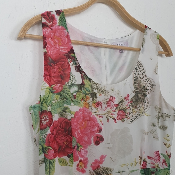 TEMT Womens White/Pink/Green Floral Sleeveless Dress Size 12 - Picture 2 of 4